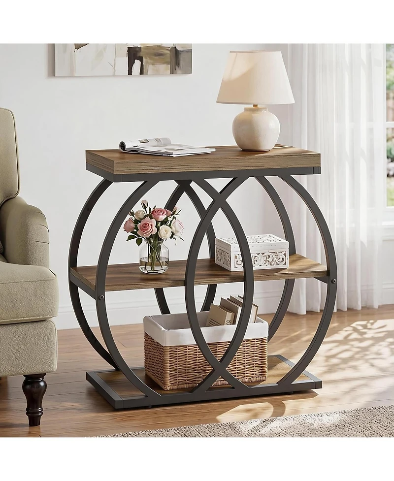 Tribesigns 3-Tier Narrow End Table with Metal Frame, 23.62" L x 11.81" W x 25.59" H