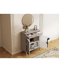 Streamdale Furniture Hand-Carved Wooden Storage Cabinet with Drawer and Doors