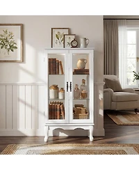 Streamdale Furniture Lighted Curio Cabinet with Glass Doors and Adjustable Shelves