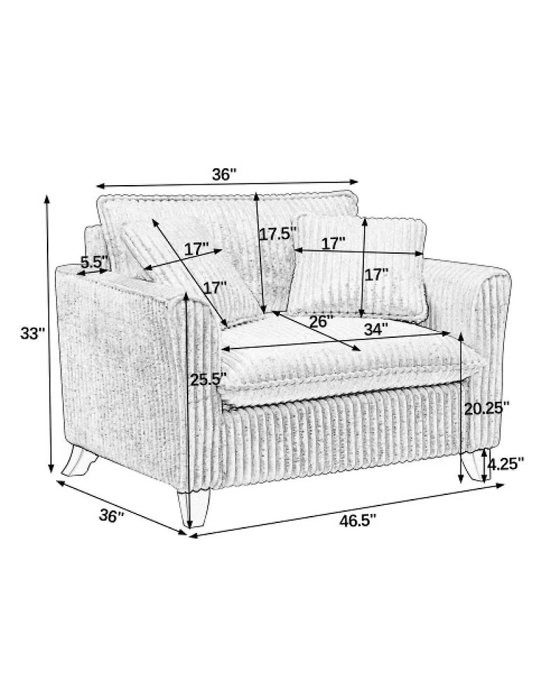 Streamdale Furniture Lazy Single Sofa Chair with Backrest and Cushion