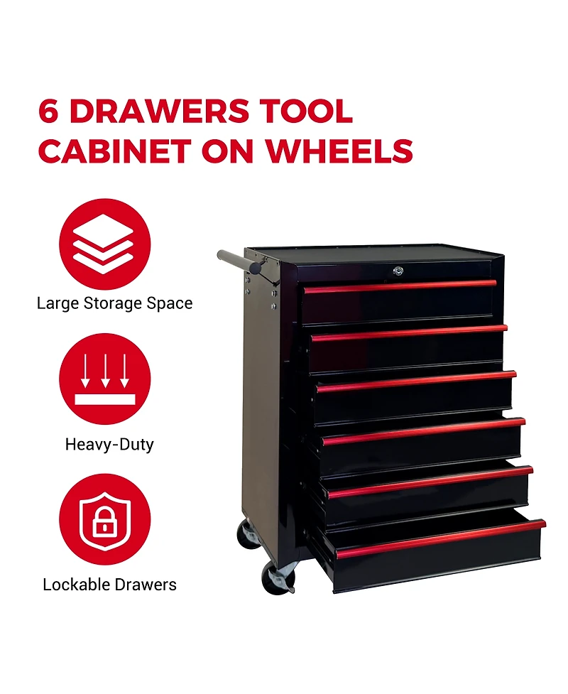 Streamdale Furniture 6-Drawer Rolling Metal Tool Chest and Cabinet