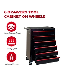 Streamdale Furniture 6-Drawer Rolling Metal Tool Chest and Cabinet