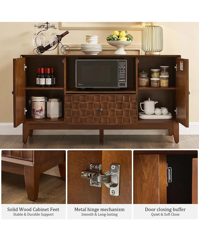 Streamdale Furniture Mid-Century Tv Stand for TVs Up to 55" with Storage Cabinet