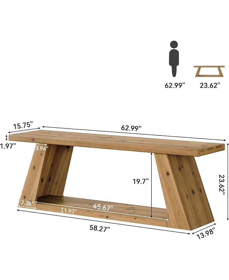 Tribesigns 62.99" Farmhouse Console Table with Storage Shelf