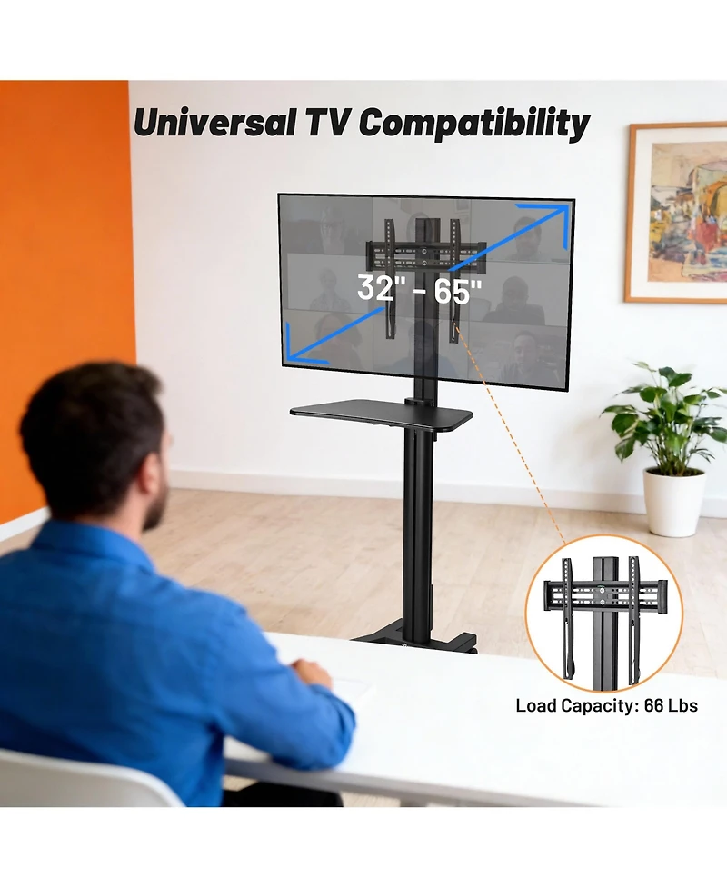 Yescom NexusX Presenter Rolling Tv Stand Mobile Tv Cart for 32" to 65" Lcd Led Screen TVs Office Lecture