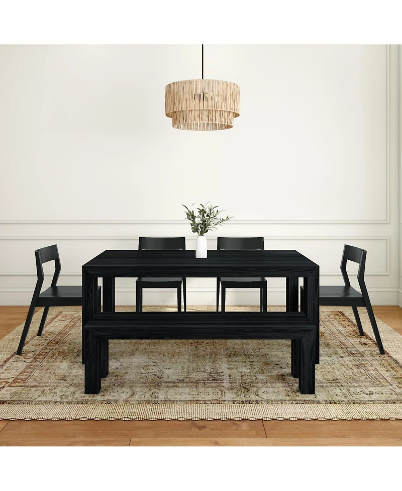 Plank+Beam 72 inch Modern Solid Wood Dining Table Set with Bench And 4 Chairs