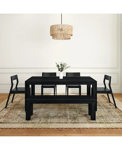 Plank+Beam 72 inch Modern Solid Wood Dining Table Set with Bench And 4 Chairs