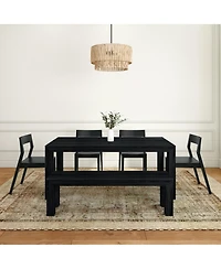 Plank+Beam 72 inch Modern Solid Wood Dining Table Set with Bench And 4 Chairs