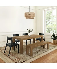 Plank+Beam 72 inch Modern Solid Wood Dining Table Set with Bench And 4 Chairs