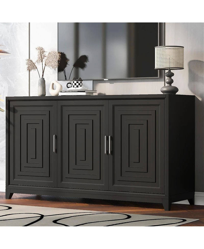 Streamdale Furniture Modern Wood Tv Stand for TVs up to 65 Inches with Storage Cabinet