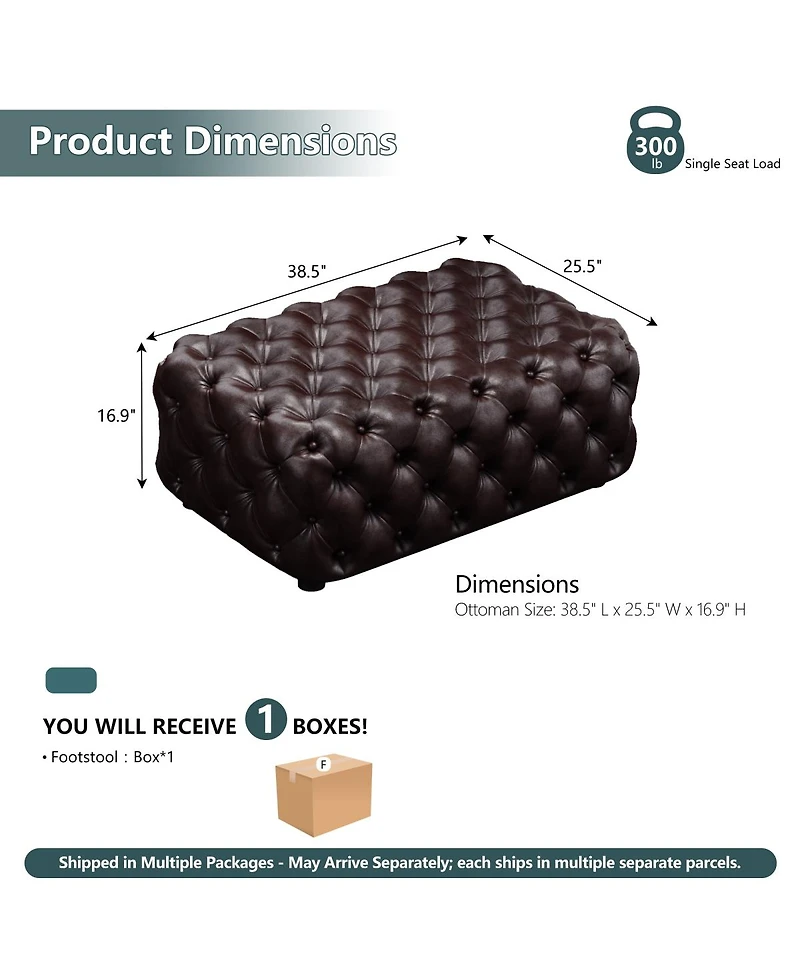 Streamdale Furniture Faux Leather Modular Sectional Ottoman Couch