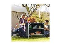 Boyel Living Folding Camping Table with 2-Tier Open Shelves for Outdoor Bbq-Coffee