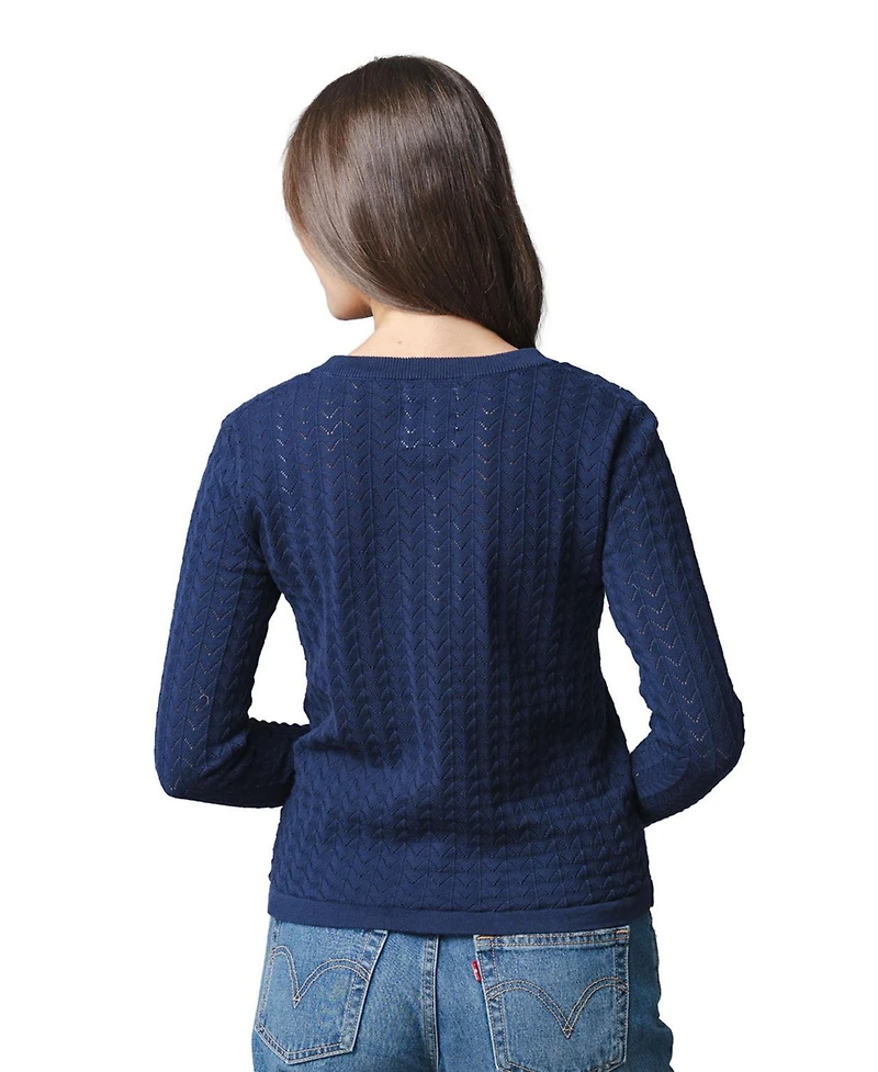 Hope & Henry Women's Organic Cotton Pointelle Cardigan