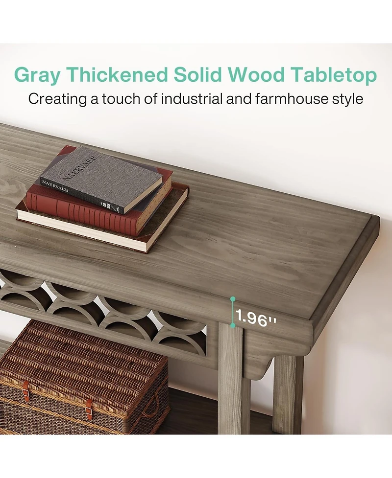 Tribesigns 70.8" Solid Wood Console Table with Storage
