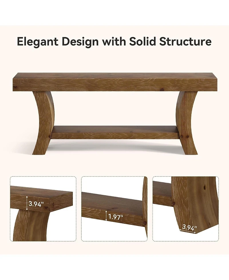 Tribesigns 63" Solid Wood Console Table with Shelf