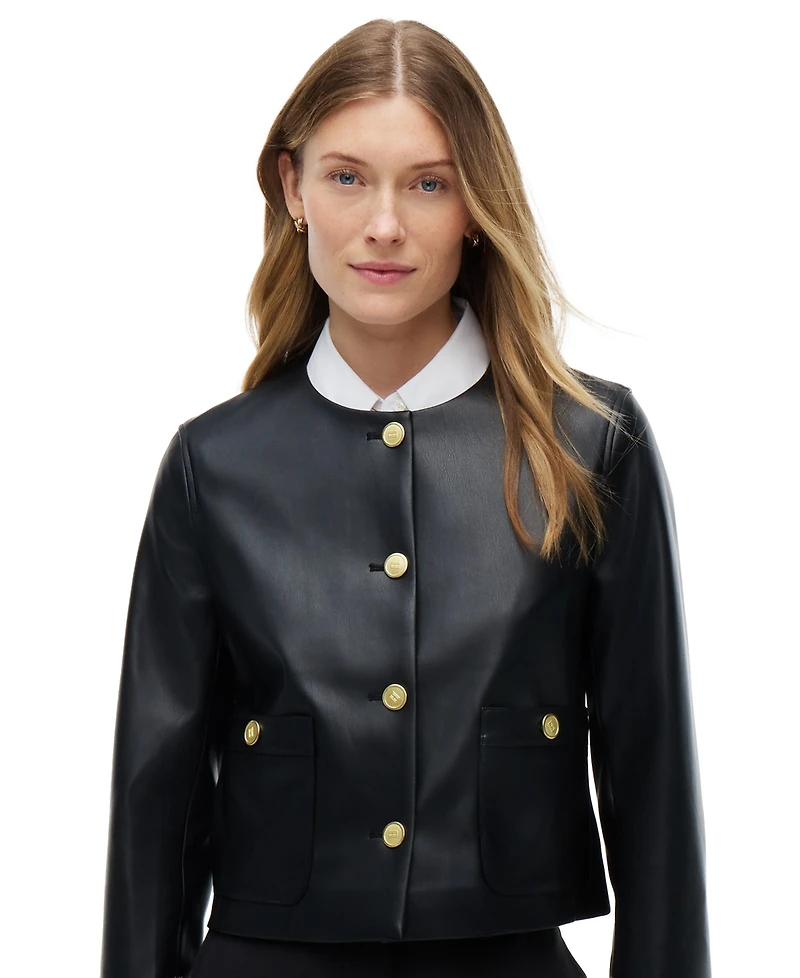 Tommy Hilfiger Women's Faux Leather Long-Sleeve Jacket