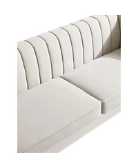 Streamdale Furniture Modern Velvet Chesterfield Sofa with Gold Accents and Channel Tufting
