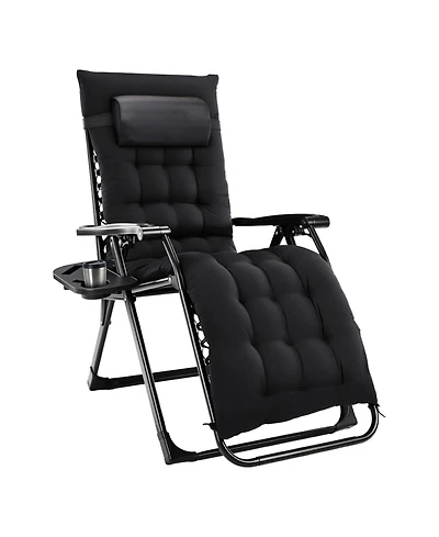 Mountaintop Zero Gravity Chair, Reclining Camping Lounge Chair for Indoor, Reclining Patio Chairs with Cup Holder Trays and Removable Cushion