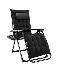 Mountaintop Zero Gravity Chair, Reclining Camping Lounge Chair for Indoor, Reclining Patio Chairs with Cup Holder Trays and Removable Cushion