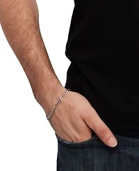 Italian Silver Solid Figaro Chain Bracelet in Sterling Silver