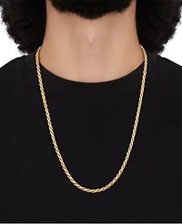Italian Silver Solid Rope Chain Necklace in 18k Gold-Plated Sterling Silver