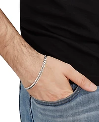 Italian Silver Solid Curb Chain Bracelet in Sterling Silver