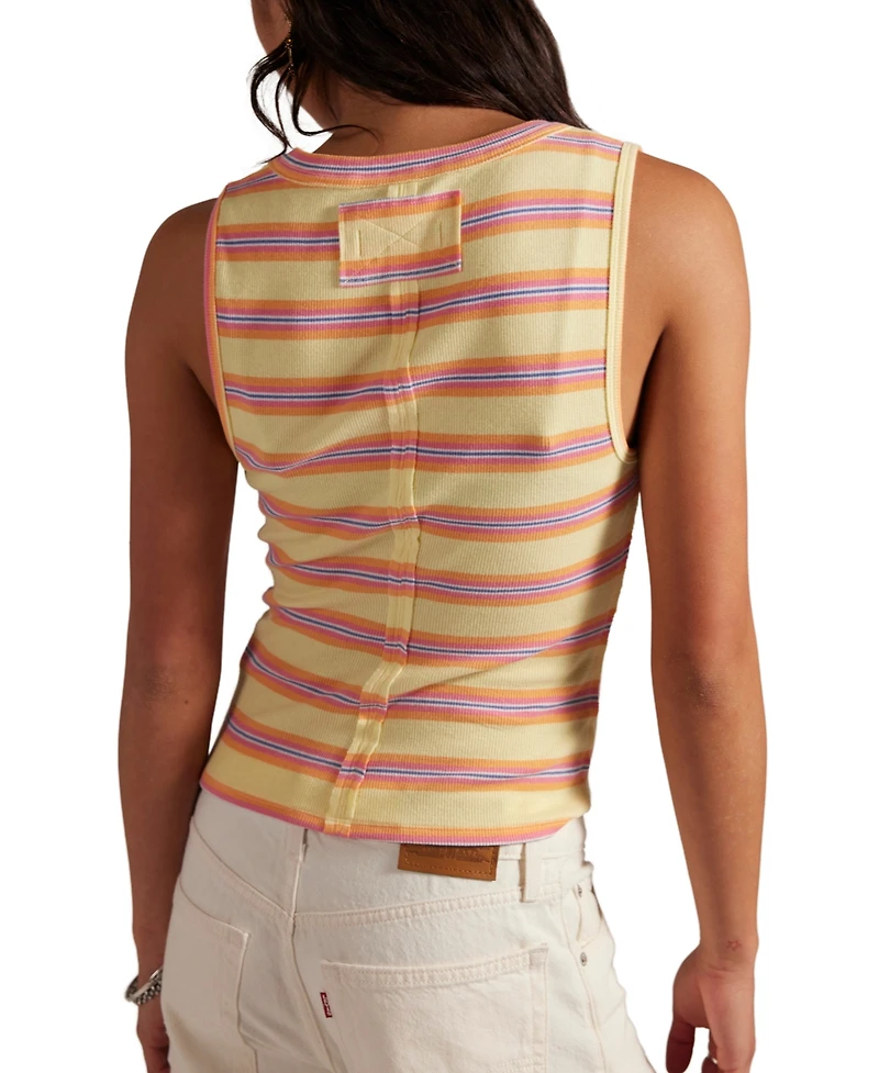 Free People Women's Jamie Crewneck Henley Striped Top