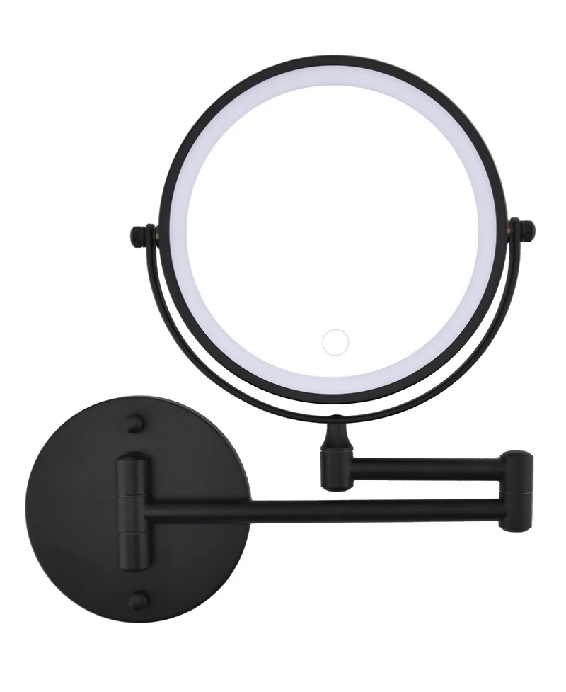 Busdays 8 Inch Rechargeable Wall Mounted Makeup Mirror Double Sided 1x 10x Magnifying with Lights 360 Rotation Foldable Arm for Bathroom Shaving