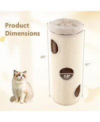 Sugift Elevated Cat Cave 49 Inch 4-Story Cat House for Multiple Cats with Removable Sidewalls