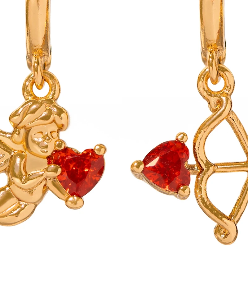 Girls Crew Crystal Cupid's Match Dangle Hoop Earrings