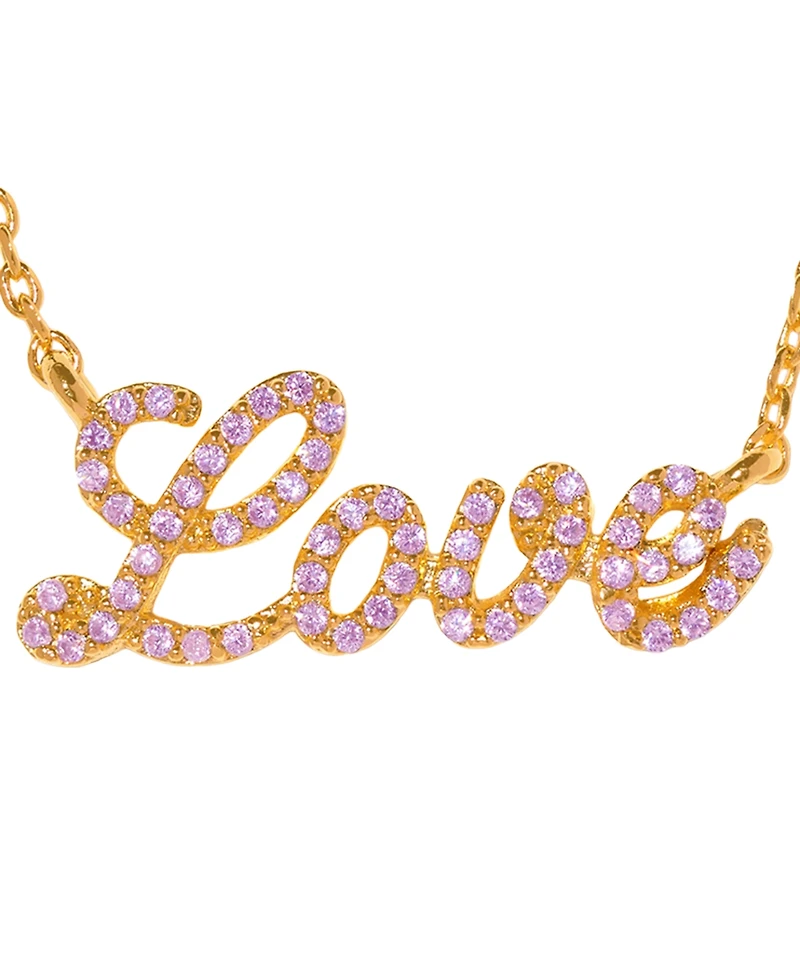 Girls Crew Gold-Plated Crystal Love Script Necklace