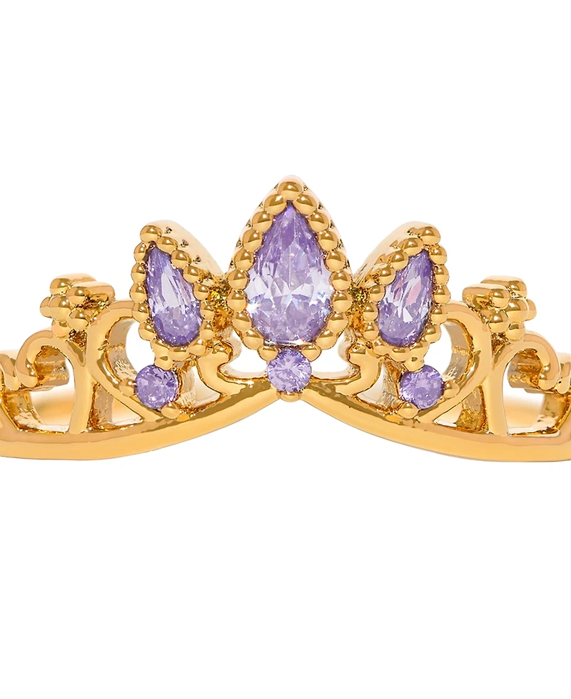 Girls Crew Crystal Disney Princess Tangled Rapunzel Crown Sterling Silver Ring