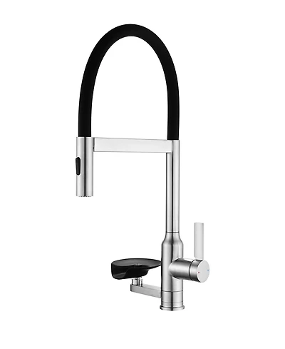 Thirtypeachy Single Handle Pull-Down Kitchen Faucet with Magnetic Sprayer, Glass Rinser and 360degree(s) Swivel High Arc Design
