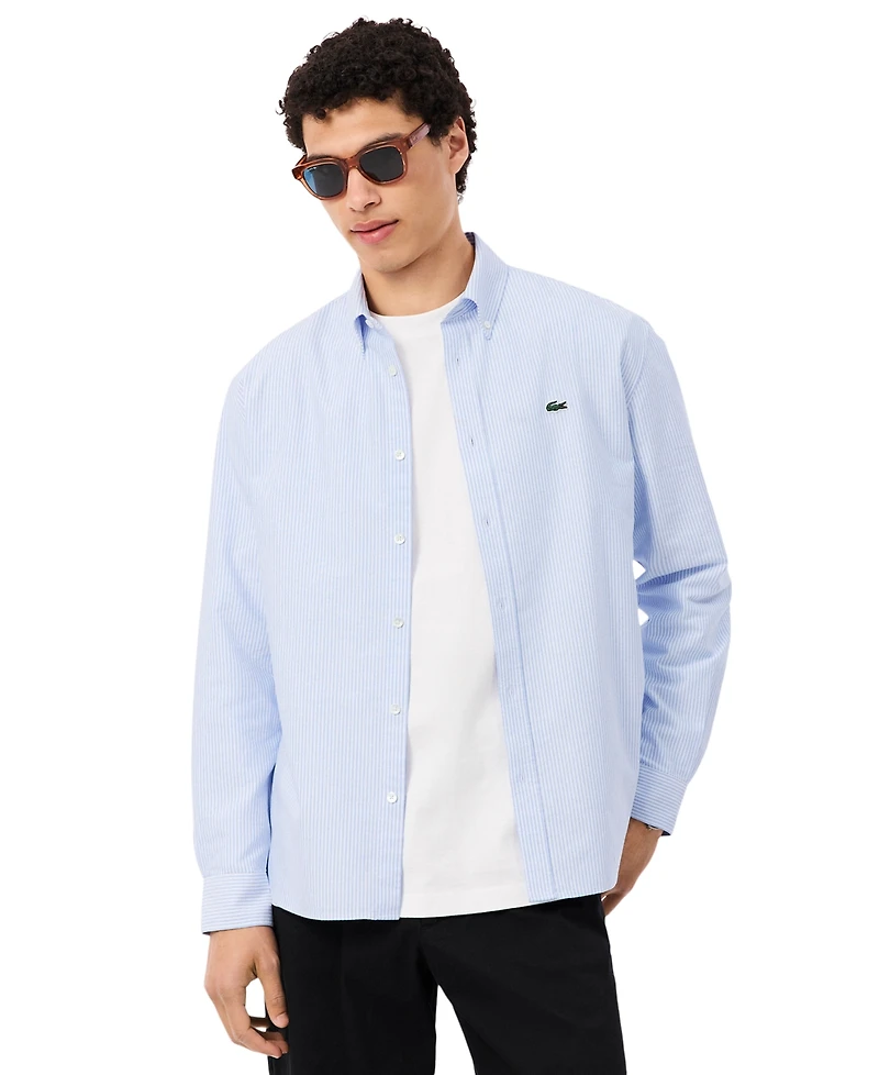 Lacoste Men's Woven Long-Sleeve Button-Down Oxford Shirt