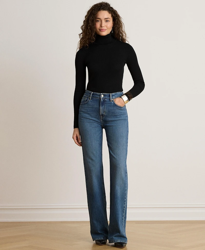 Lauren Ralph Women's Ribbed Slim-Fit Cotton-Blend Turtleneck