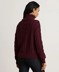 Lauren Ralph Lauren Women's Cable-Knit Cotton Turtleneck Sweater