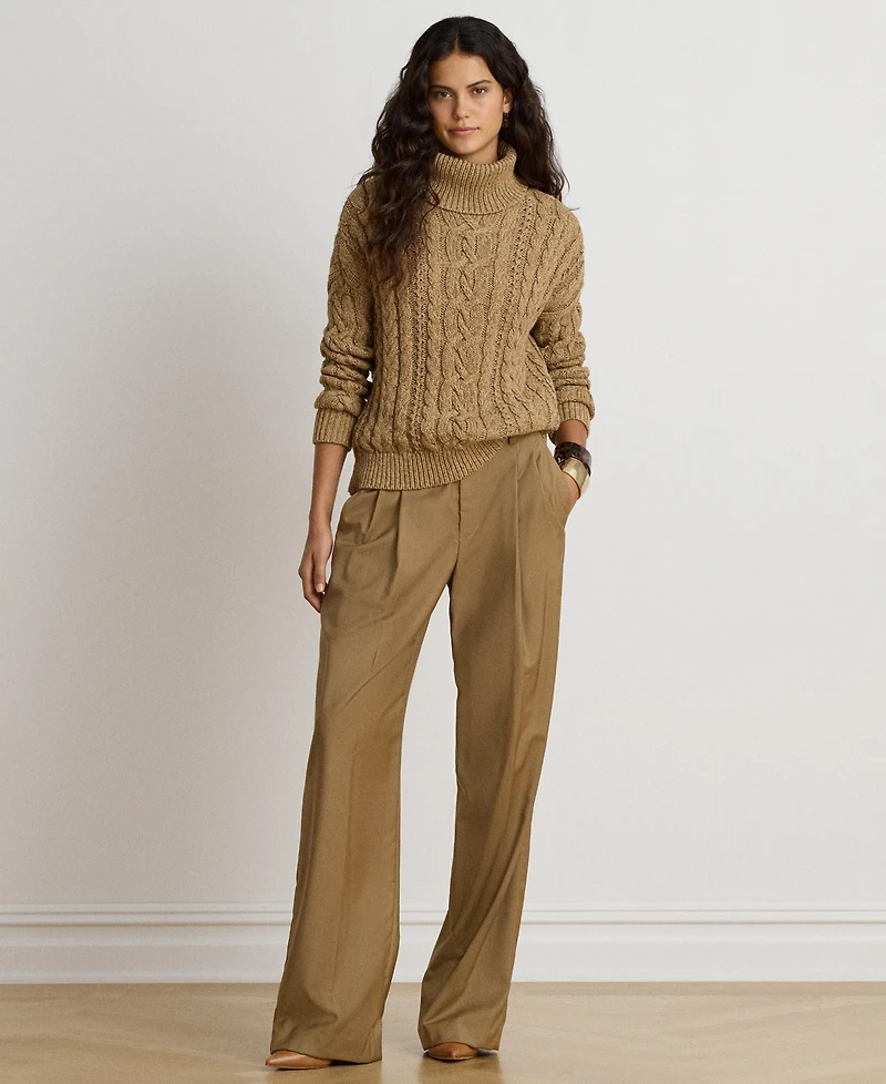 Lauren Ralph Lauren Women's Marled Cable-Knit Long-Sleeve Turtleneck Sweater