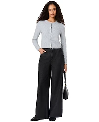 French Connection Women's Dakota Cropped Pointelle Cardigan Sweater