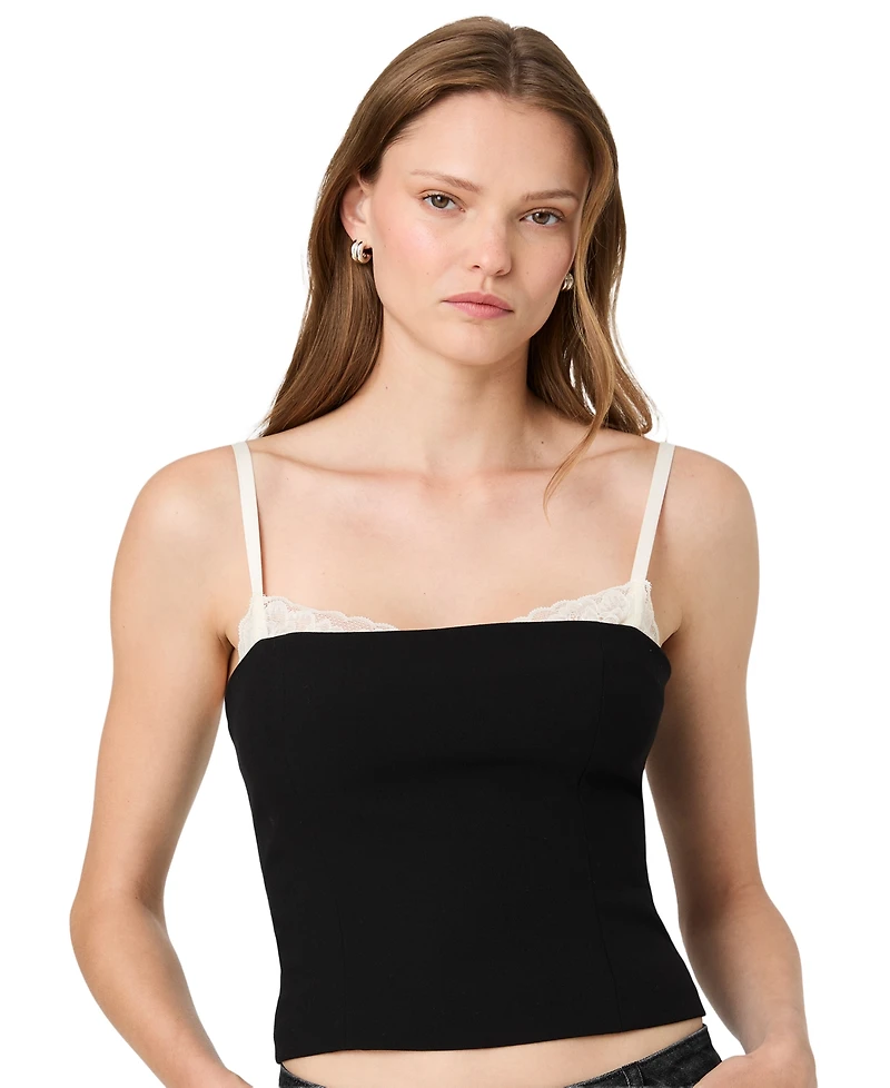 French Connection Women's Azra Sleeveless Square Neck Lace Camisole