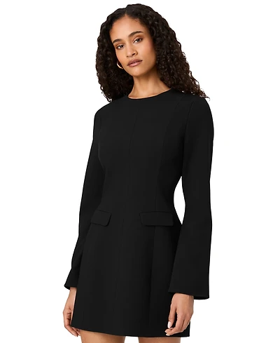 French Connection Women's Azra Long-Sleeve Jewel Neck A-Line Mini Dress
