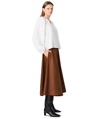 French Connection Women's Tencel Mock-Neck Long-Sleeve Half-Placket Blouse