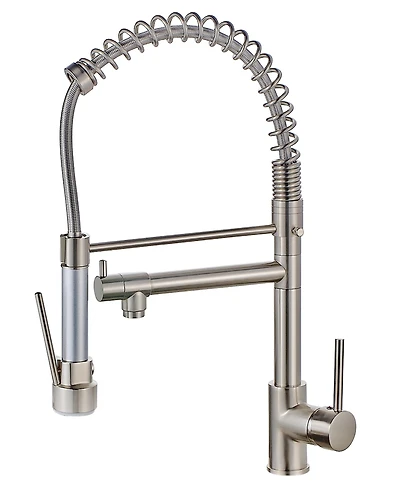 Thirtypeachy Single Handle Pull-Down Kitchen Faucet with Dual Spouts, Brass Construction and 360degree(s) Swivel for Kitchen Sink