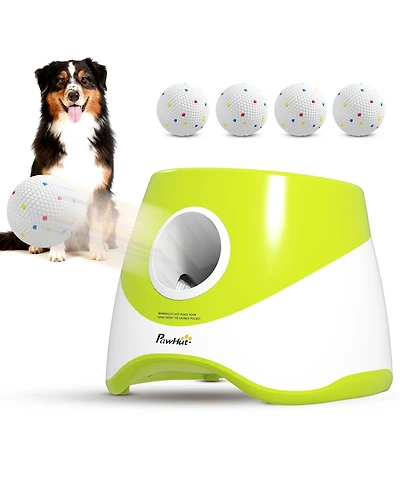 PawHut Automatic Dog Ball Launcher, Dog Ball Thrower with 5 2.3" Etpu Balls