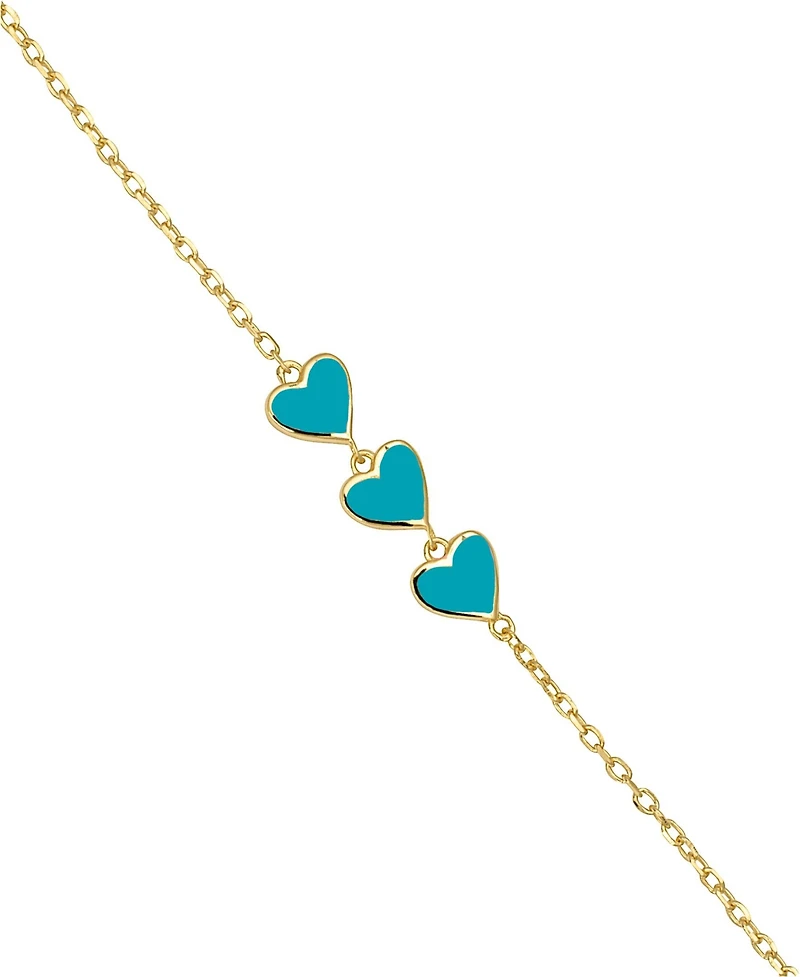 Lily Nily Enamel Multi Hearts Chain Link Bracelet in 14K