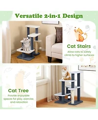 Sugift 2-in-1 Cat Stairs and Cat Tree Tower with Scratching Post and Hanging Toy Ball