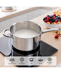 Megacasa 1.6 Quart Triple-Ply Stainless Steel Saucepan with Lid