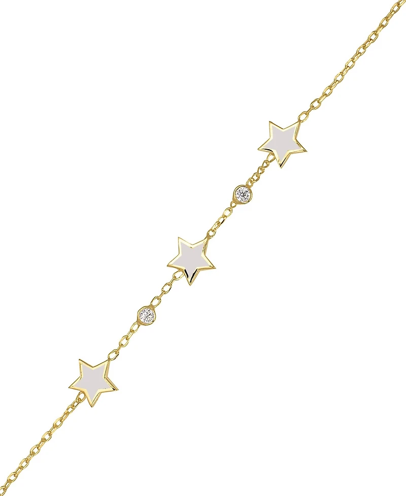 Lily Nily Girls Stars and Cubic Zirconia Bezel Station Chain Link Bracelet in 14K