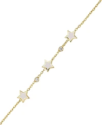 Lily Nily Girls Stars and Cubic Zirconia Bezel Station Chain Link Bracelet in 14K