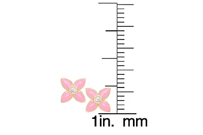 Lily Nily Girls Cubic Zirconia Flower Stud Earrings in 14K
