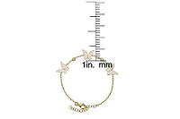 Lily Nily Girls Enamel Butterflies and Cubic Zirconia Bezel Station Chain Link Bracelet in 14K